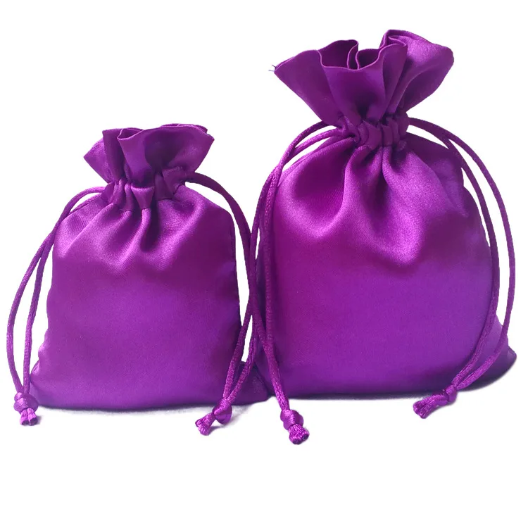 Satin drawstring bag custom logo satin wig bags with satin human weave hair gift storage bundle bag