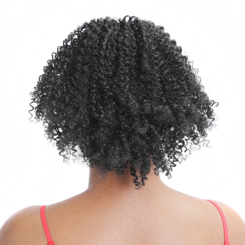 Customized Long 14inch Afro Kinky Curly Chignon Hair Synthetic
