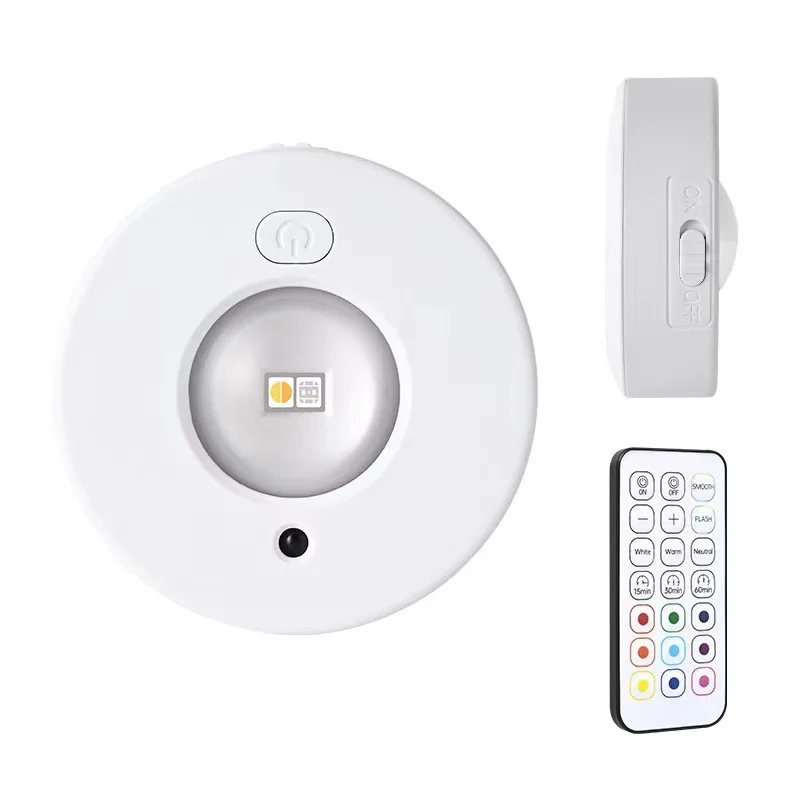 Round smart home cabinet wall stair stage energy-saving automatic human motion sensor night LED night light factory wholesale