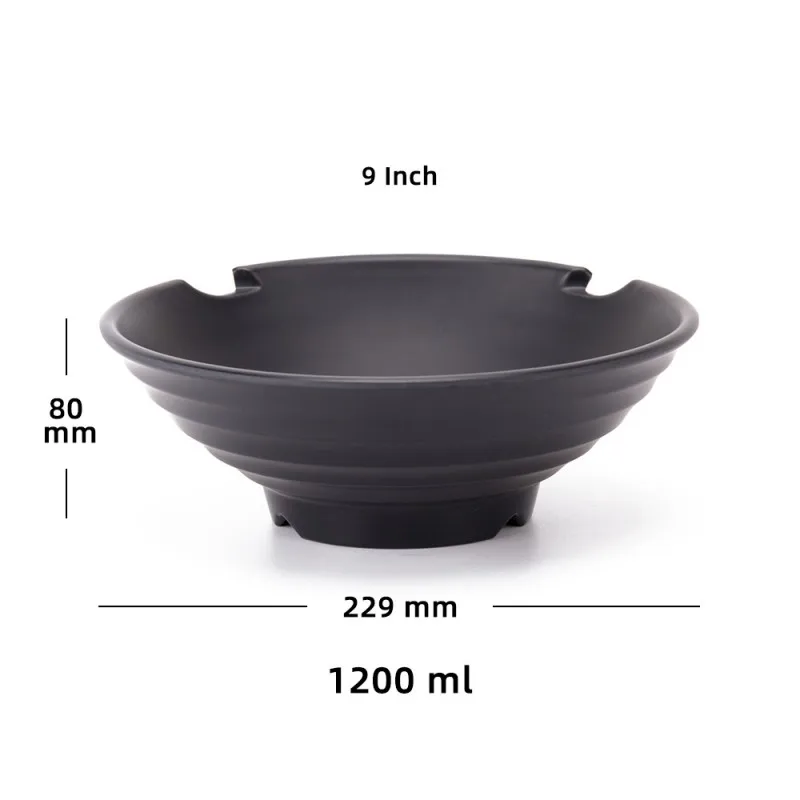 Custom Eco-friendly Black Hotel Dinnerware Melamine Ramen Serving Bowl Set With Chopsticks And Spoon Anime
