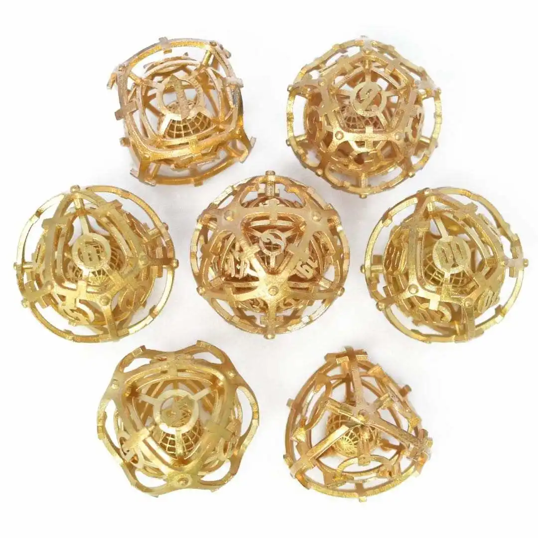 The Latest Gold Luxury Brass Internal Magnetic Core Hollow Metal Dice Ring Like Bells Plated Set