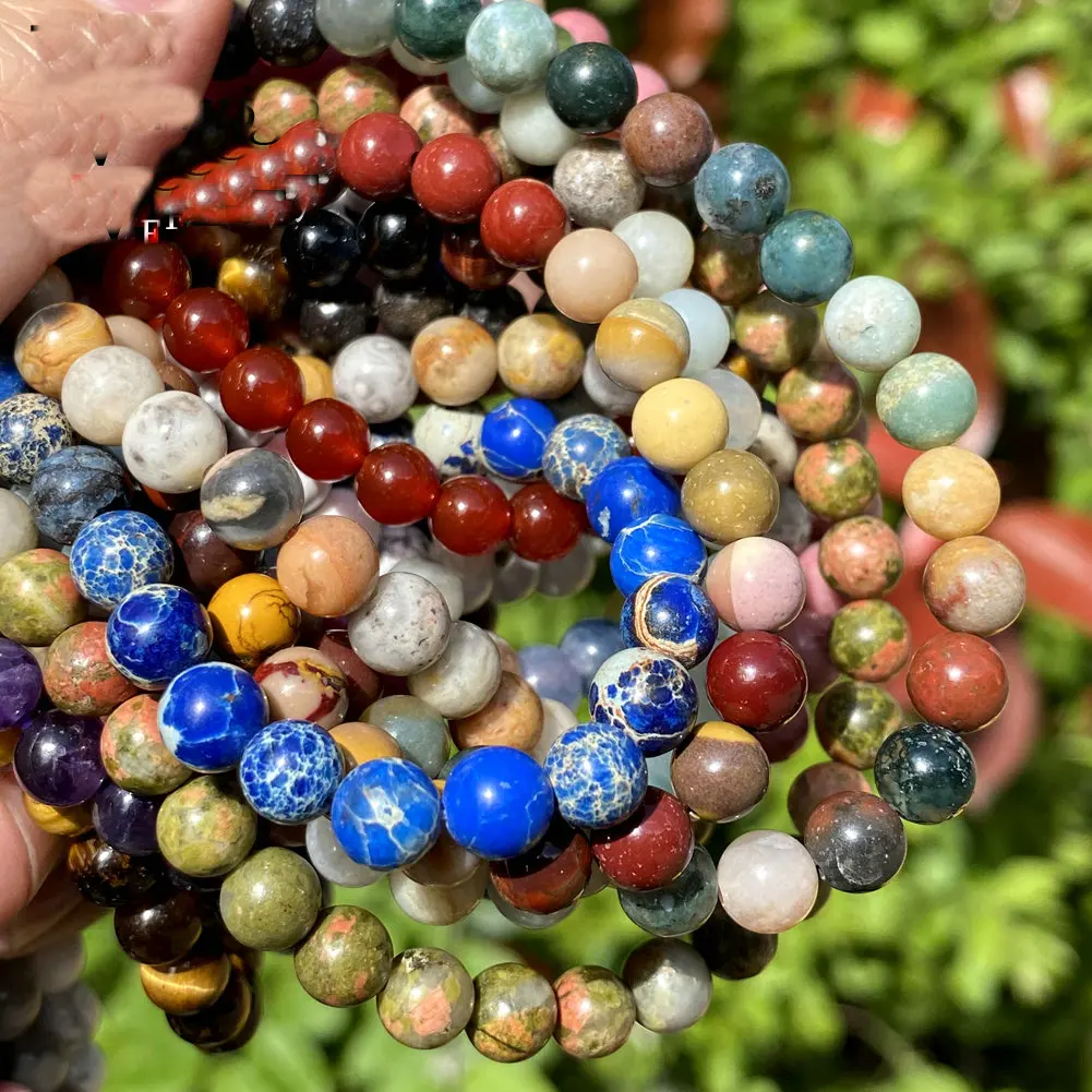 Wholesale 4mm/6mm/8mm/10mm Lapis Lazuli Rose quartz Amethyst Natural Stone Loose Beads for Bracelets Necklace Jewelry Making