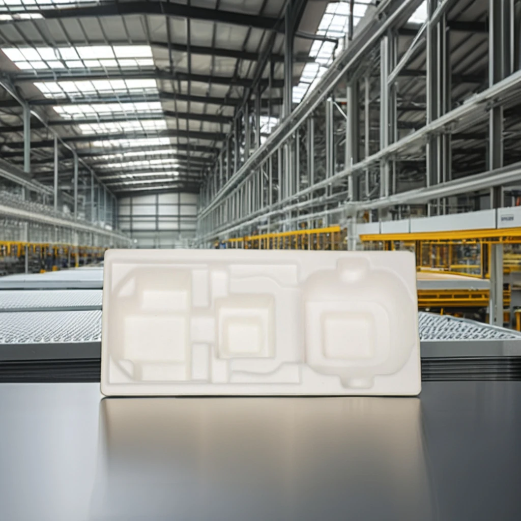 Biodegradable Recycled Tray Molded Packaging Wet-Pressed Sugarcane Bagasse Paper Factory Protect Unbleached Eco-Friendly