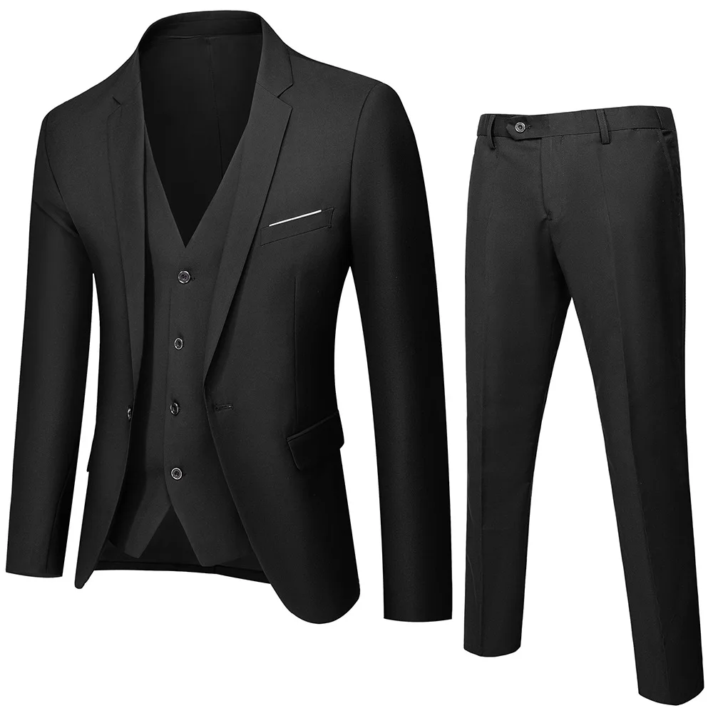 D0829TA37  High Quality Male Groom Wedding Blazers Jacket Coat Pants Vest 3 Pieces Set Sehe Fashion