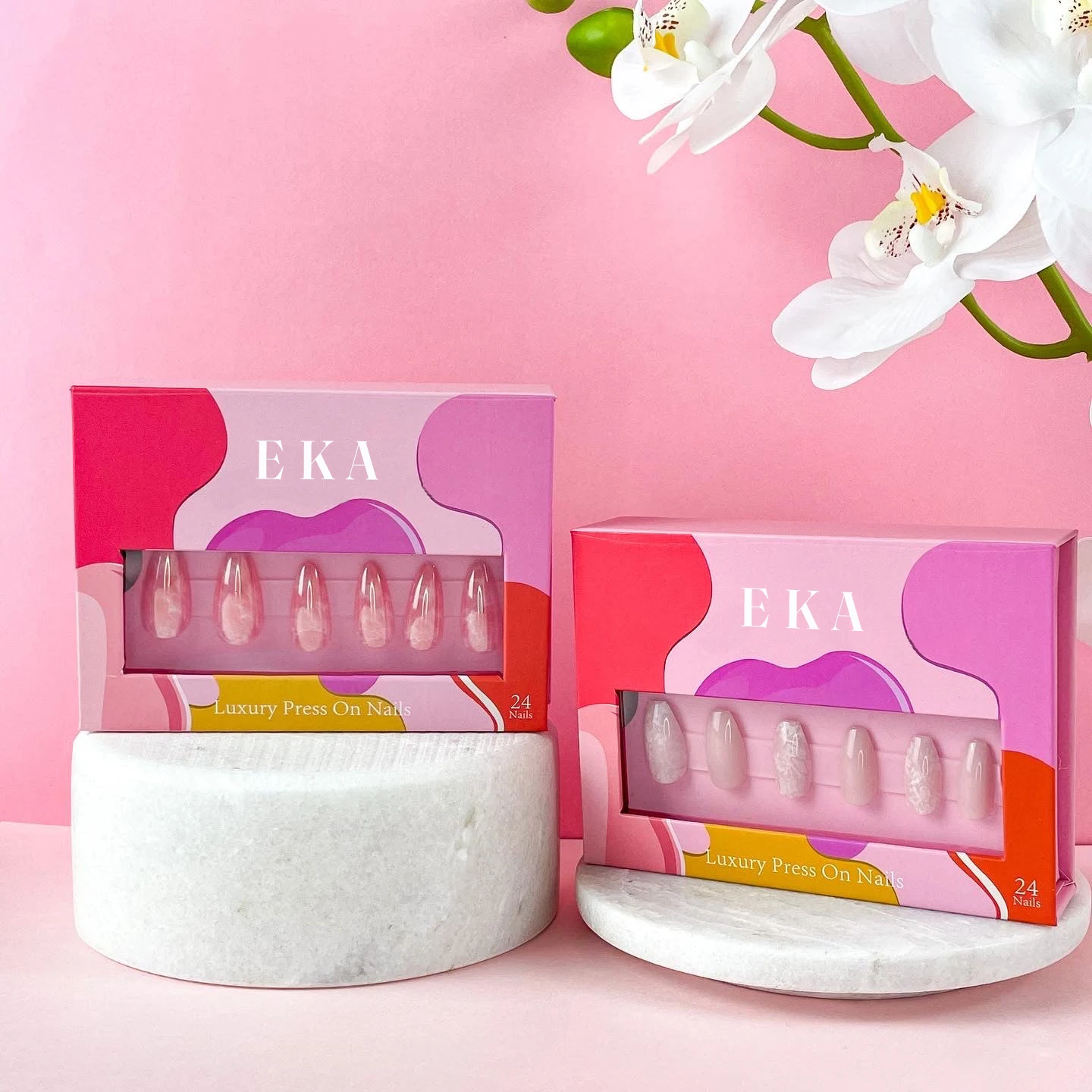 Bright red Artificial Nails Set Packaging box with inserts Custom Logo Small Purple Empty Nail Tip Boxes False Nail Paper Boxes