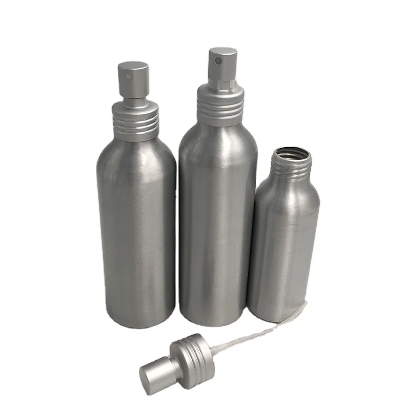 Promotional 200ml Silk printing black gold white Aluminum perfume bottle with mist sprayer