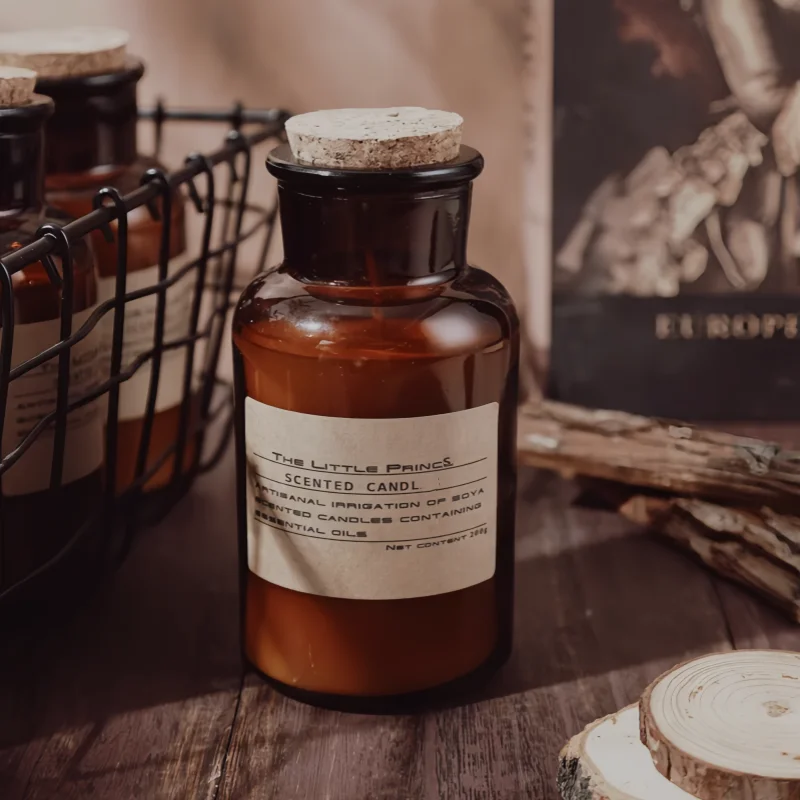 Luxury Custom Room Bed Bath Vanilla Glass Jar Scented Candle High Quality Print Orange Scent Oil Design Scented Candle