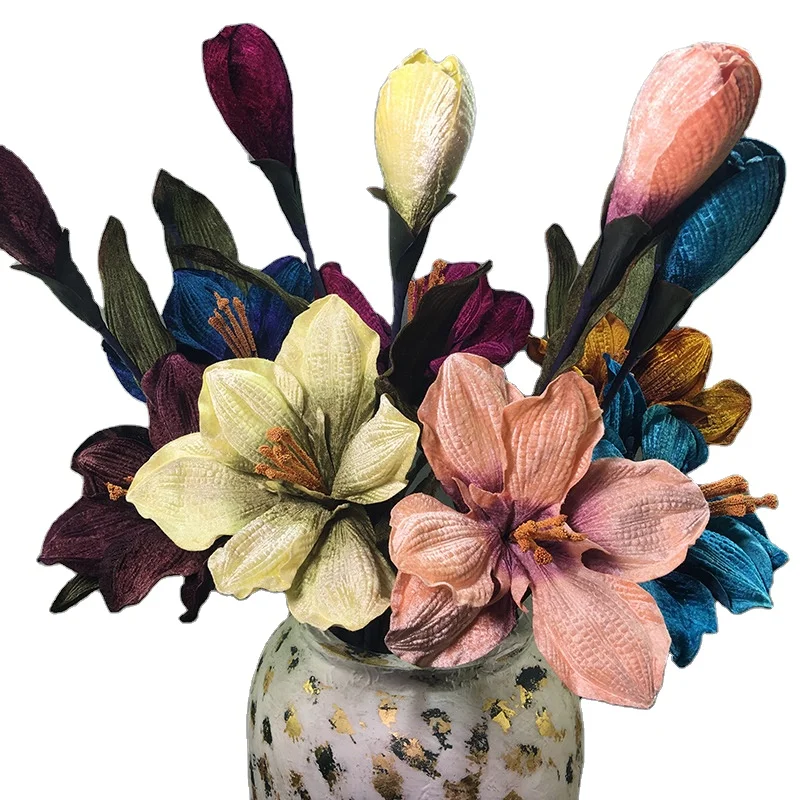 Оптовая продажа, высококачественный двухсторонний золотой цветок clivias, украшение, многоцветный цвет ручной работы, прямые продажи с завода