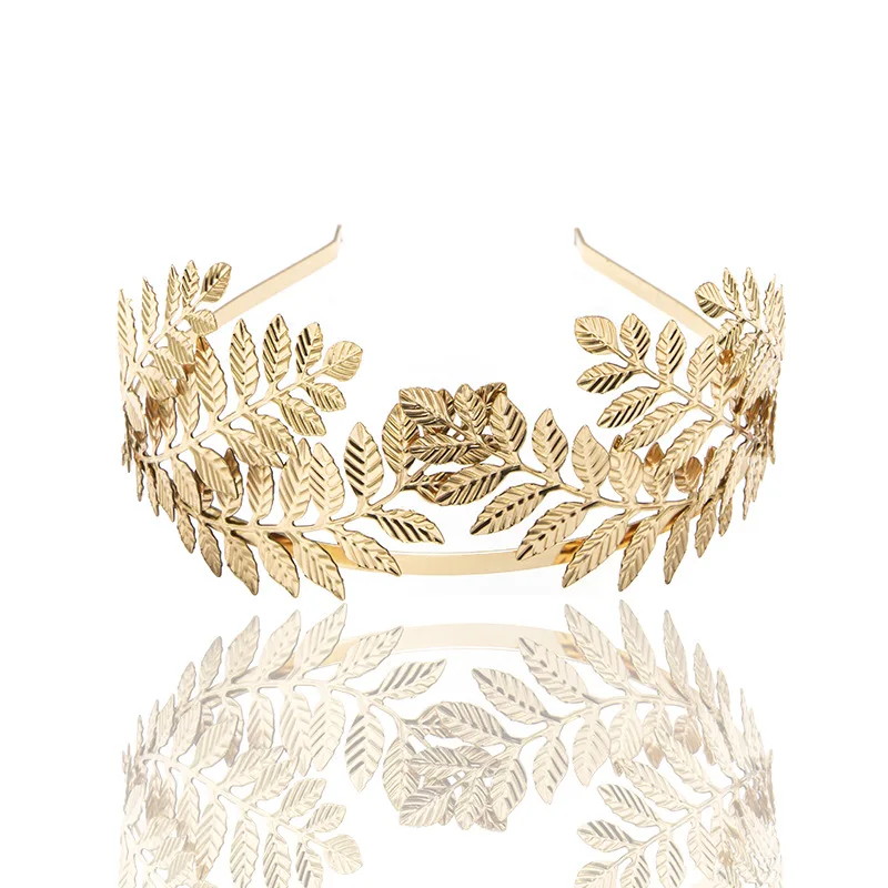 European and American bride leaf headband Bride gold leaf headband hair crown Christmas headband