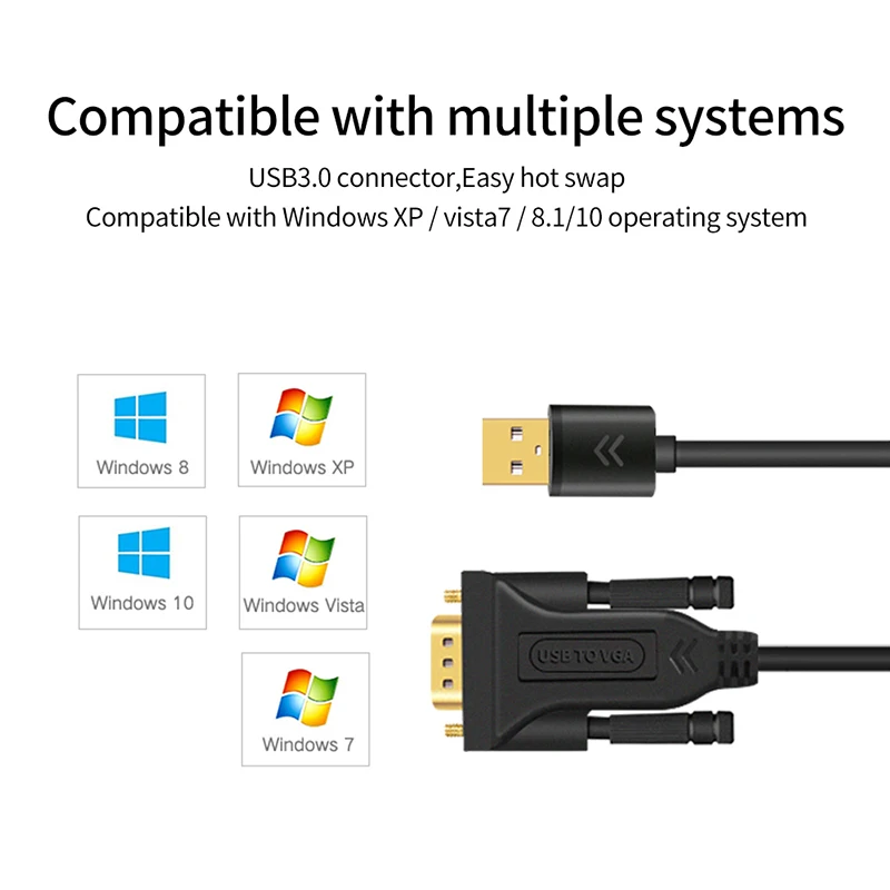  Manufacturer 3 Meter USB 3.0 to VGA Cable Male for Multi WIndow Operation Systems