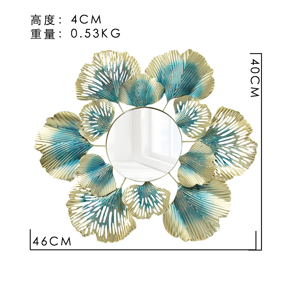 Wall Decor Nordic Flower Mirror Bedroom Living Room Hanging Metal Modern Accents Gold Luxury Art Decorative Home Wall Decor