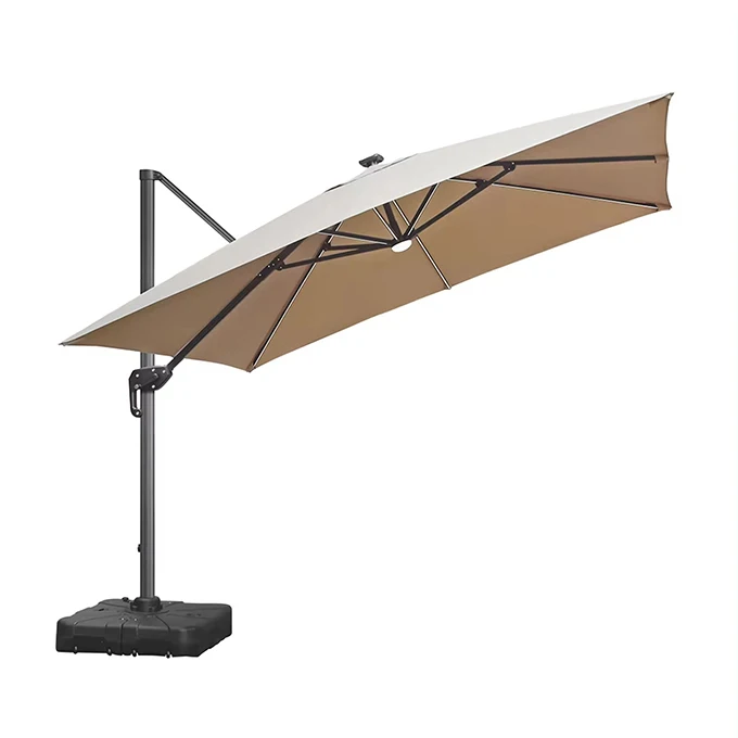 High quality china 3M outdoor metal 8 aluminum ribs solar powered patio umbrella with led