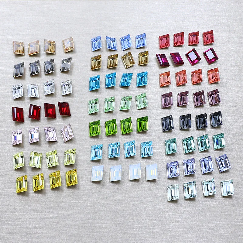6*8mm Nail Diamond Crystal Rhinestones High Quality K9 Rectangular Square Sugar Tip Bottom Diamond Nails Decorated French Stones
