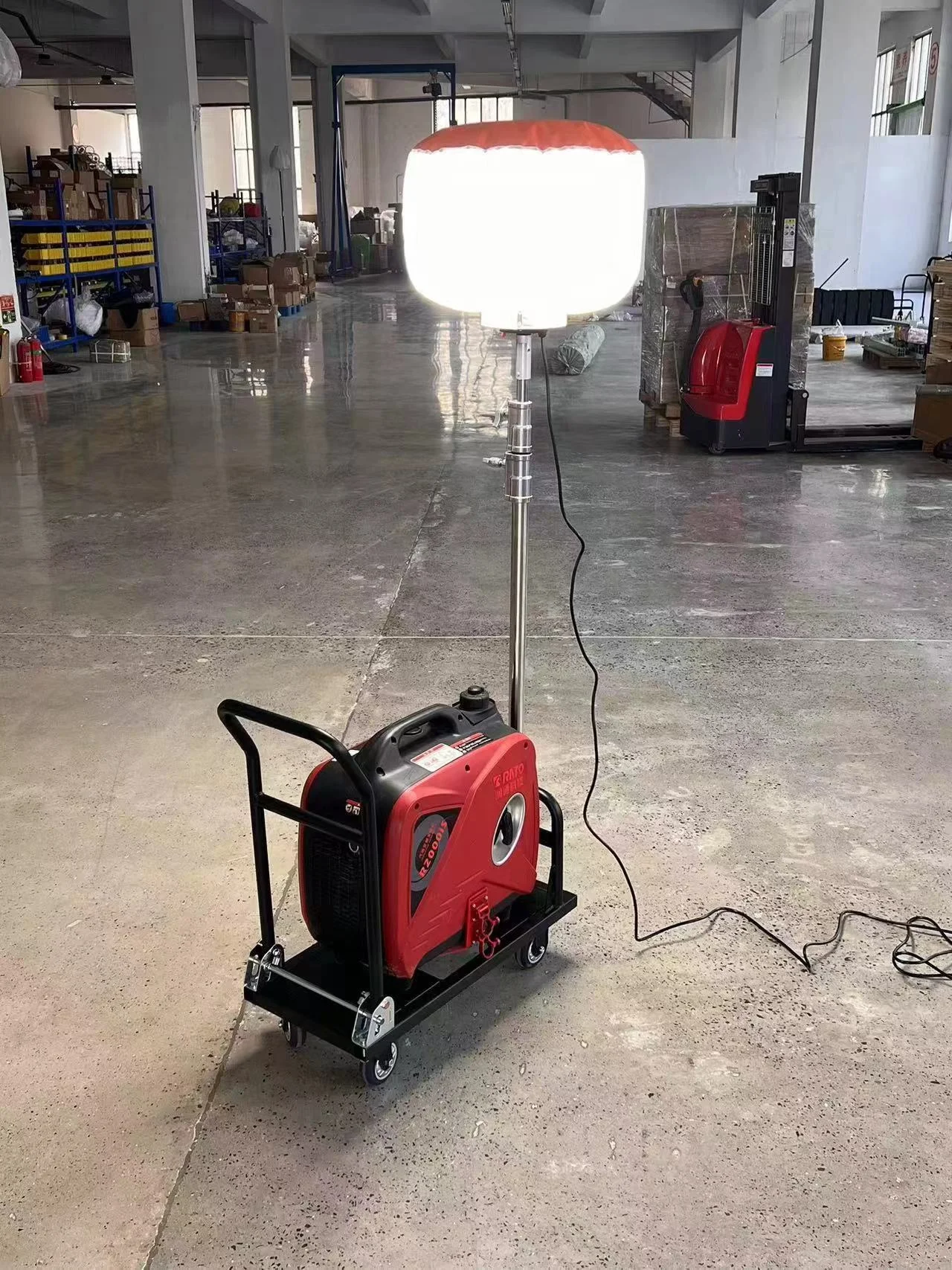 Tiny Trolley Inflatable Lighting Tower 320W Balloon Light for Construction