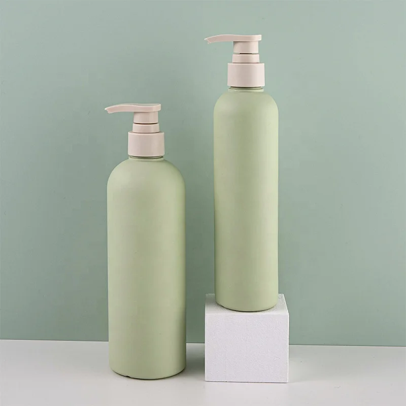 200/250/300/400/500ml light green baby wholesale plastic cosmetic lotion container empty shampoo bottles with pump