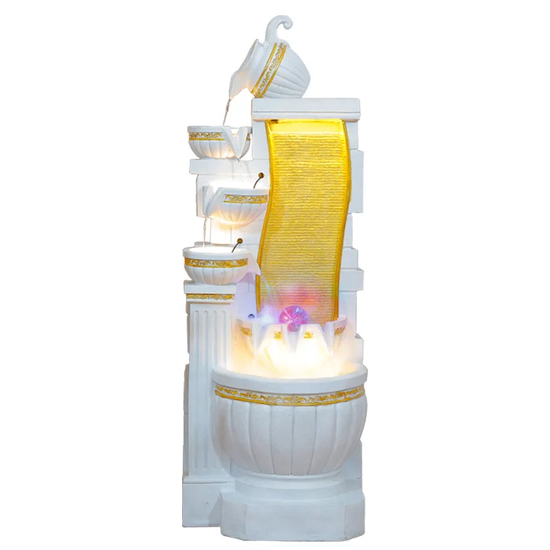 Large Outdoor Garden Home Decor Resin Water Fountain With Fish Pool Led Light Waterfall Fountain