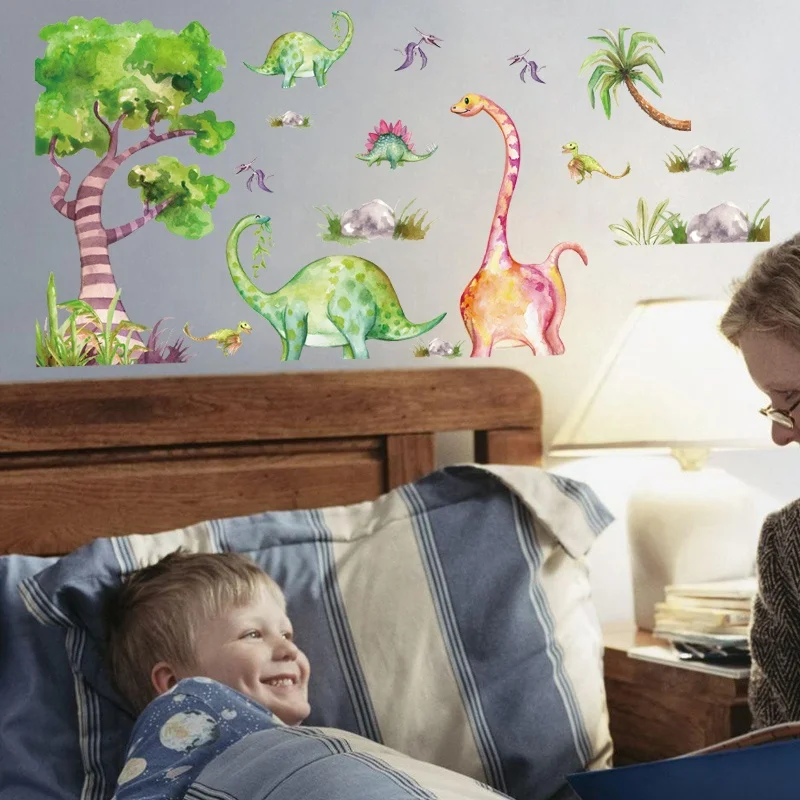 
HM92028 Child Animal Vinyl Wall Sticker Nursery Colorful Dinosaur Wall Decals 