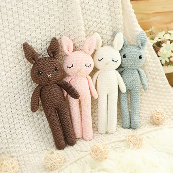 Birthday Gift Bunny Plush Pillow PP Cotton Yarn Crochet Rabbit Toys Stuffed Animals Doll For Kids