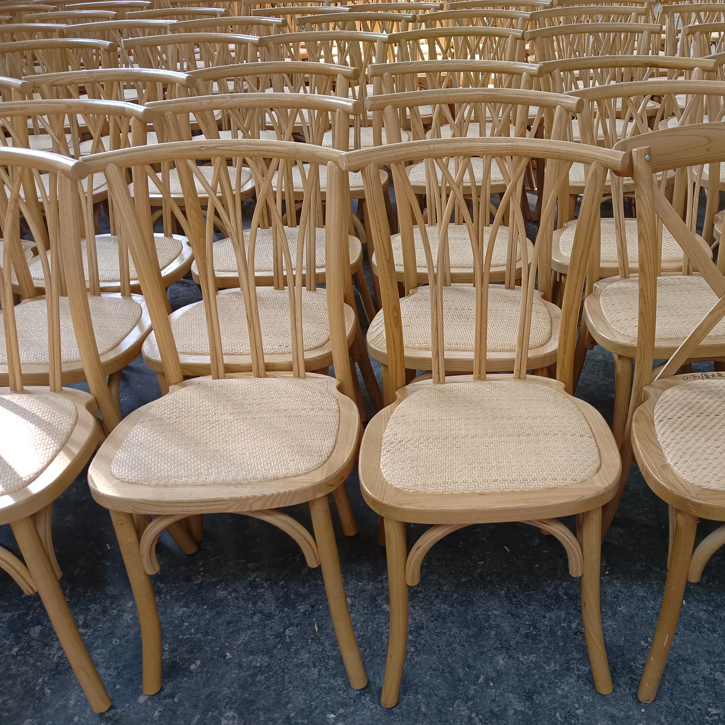 Hot Sale Luxury Wedding Wing Chair Stackable Style Wooden Vintage Twig back chair with Rattan Seat