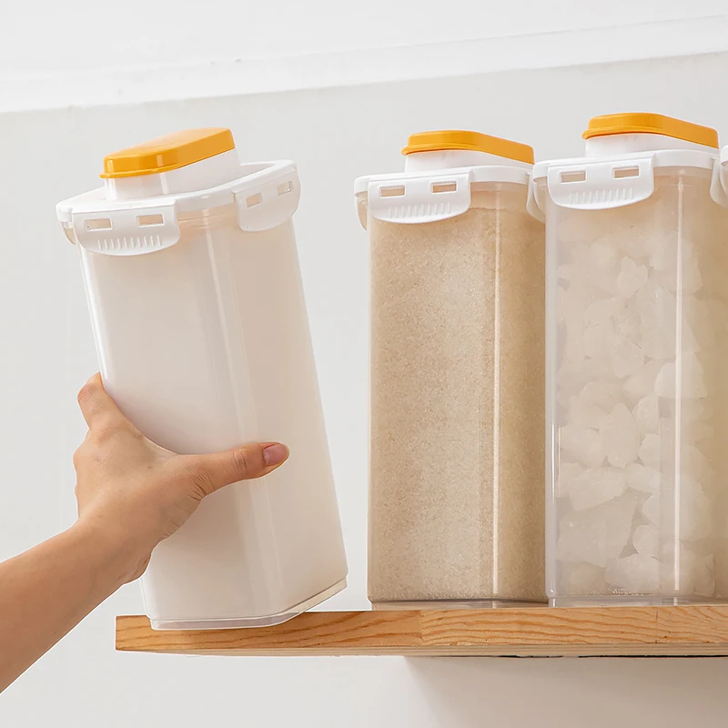 Plastic preservational Kitchen Organizer with Cover Dustproof Starch and Flour Storage Container