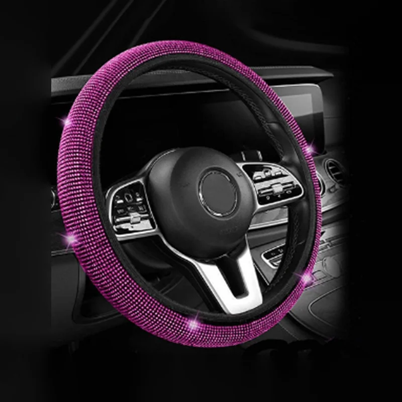 General Motors Sports Style PU Steering Wheel Cover Full Drill with Elastic No Inner Ring Auto Parts