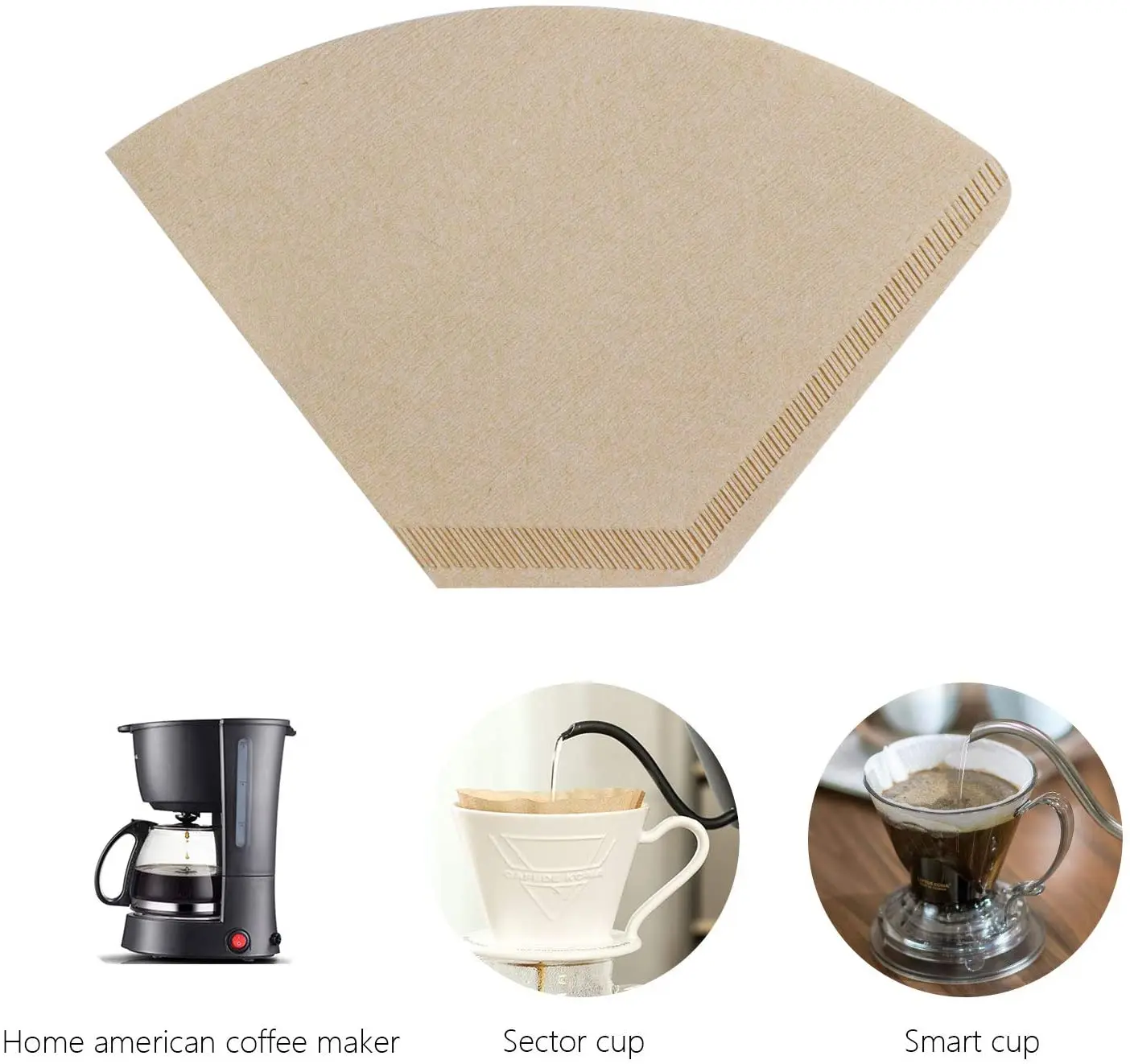 Sector Paper Coffee Filters Small Disposable Natural Cone Cafe Filters Unbleached  for 1-2 Cup Pour Over Coffee Maker