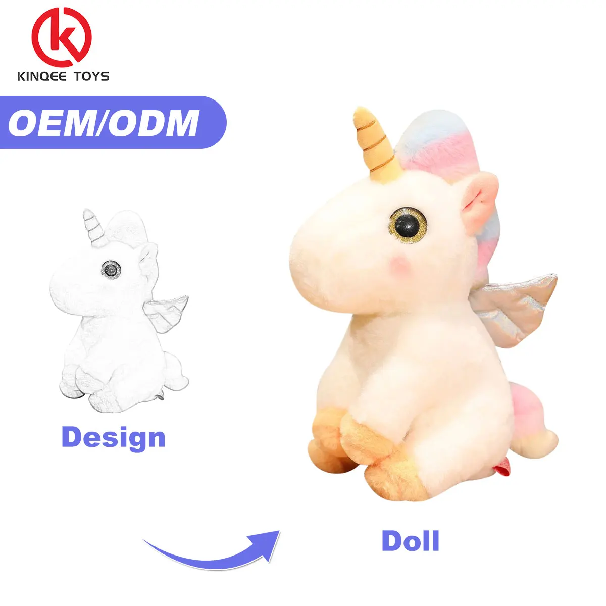 Kinqee Unicorn Plush Toy Stuffed Animals Pink Unicorn Horse Toy Cute Doll For Girls High Quality Customized Unicorn plush toys