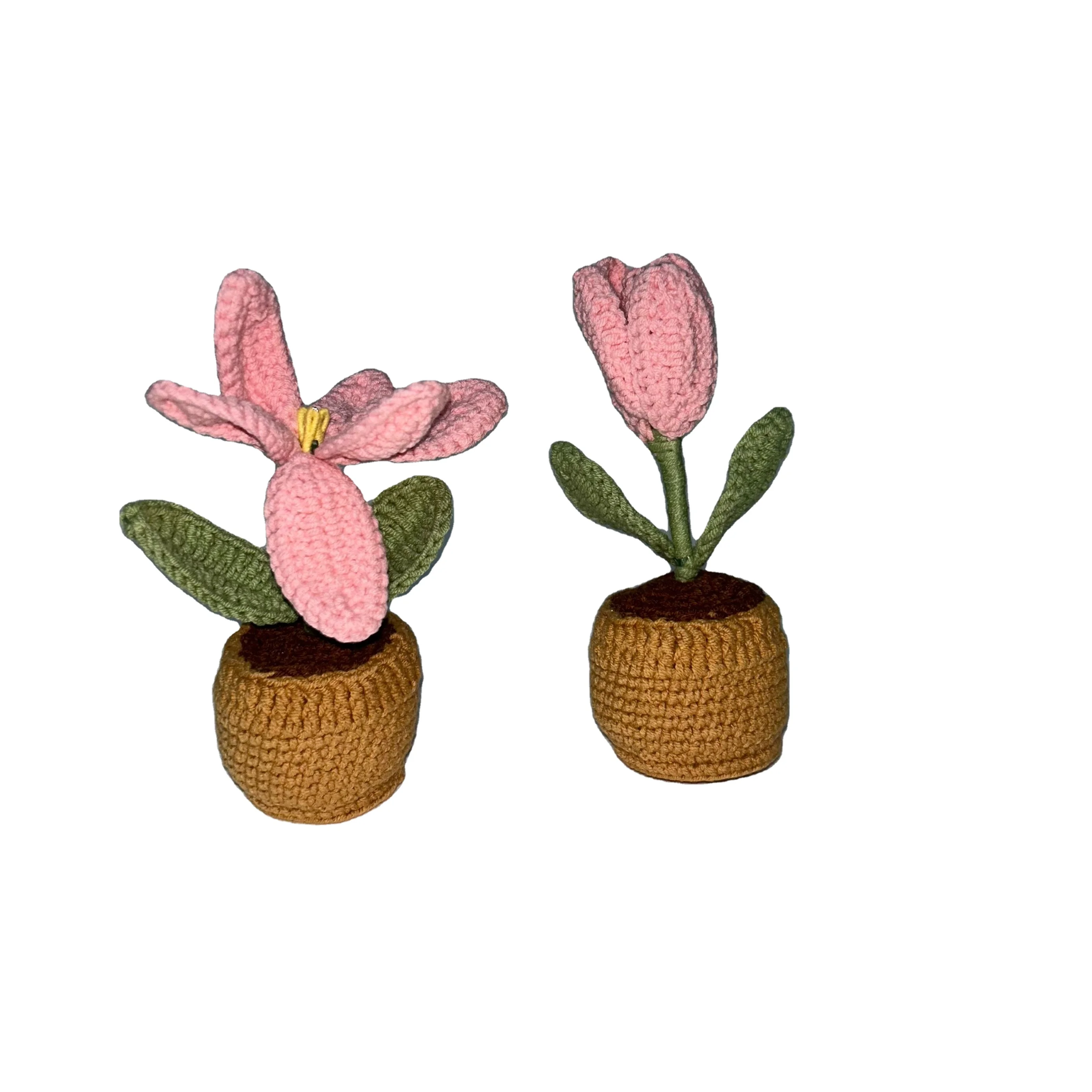 Simulated Wool Hand-knitted  Tulip  Flower Plush Toys Bouquet Home Decor Accessories Ornament Artificial Flowers