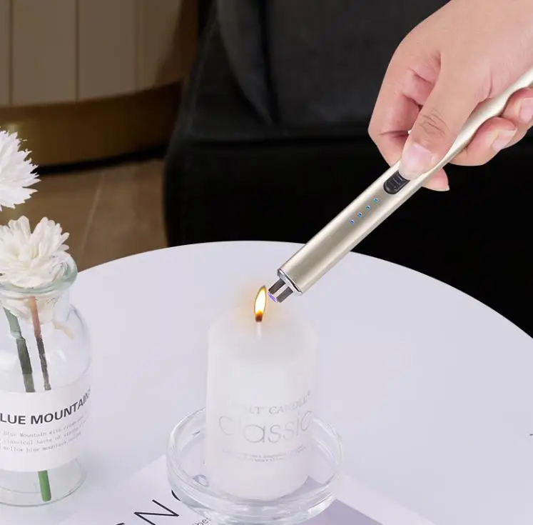 Electronic Windproof Lighter Candy Color Kitchen Outdoor Aromatherapy Candle Lighter