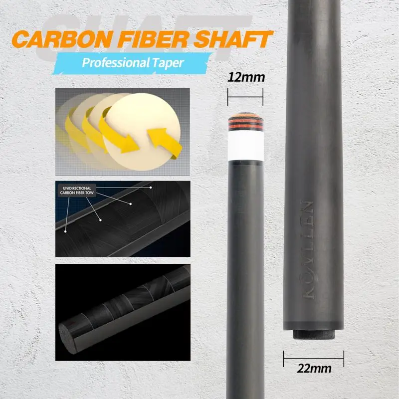 KONLLEN 3 Cushion Carom Cue Carbon Fiber Stick Silver Ring Inlay Carbon Fiber Shaft Carom Cue Stick