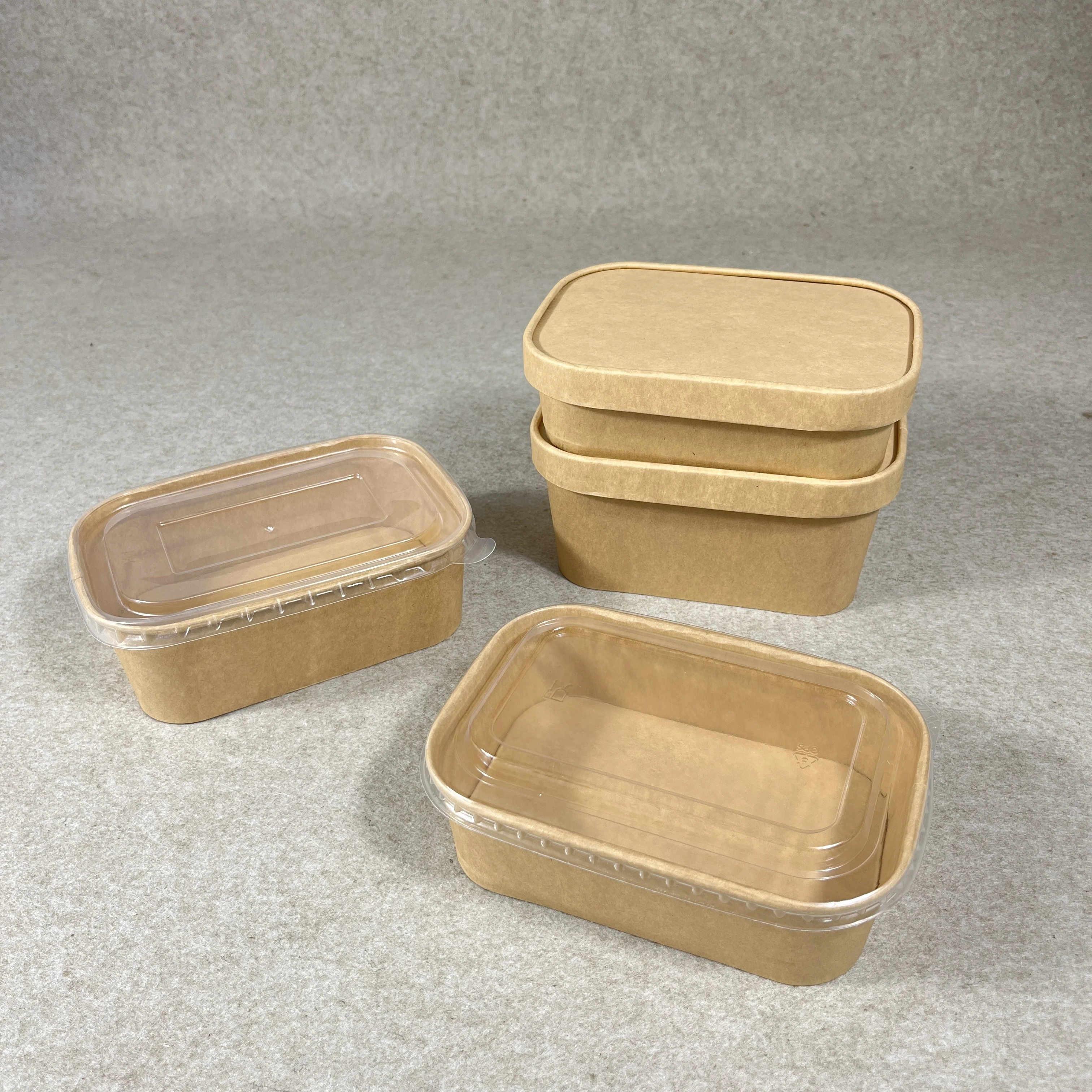 1000ml  Square Kraft Paper Bowl with Lids Disposable Food Containers for Restaurants Soup Bowls to Go