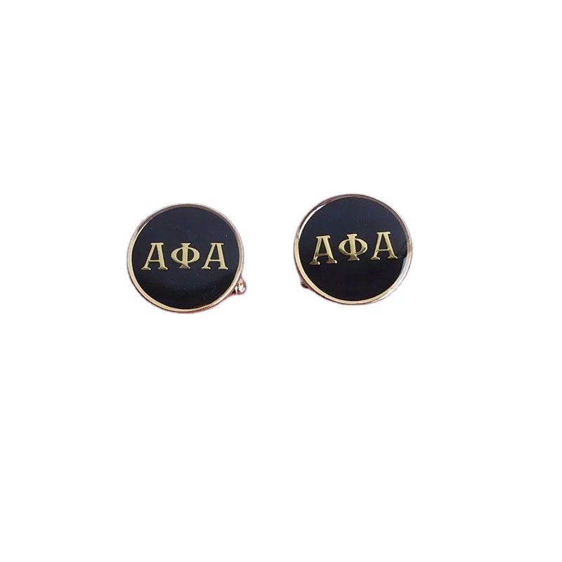 
custom round shape soft enamel logo cufflinks in jewelry box 