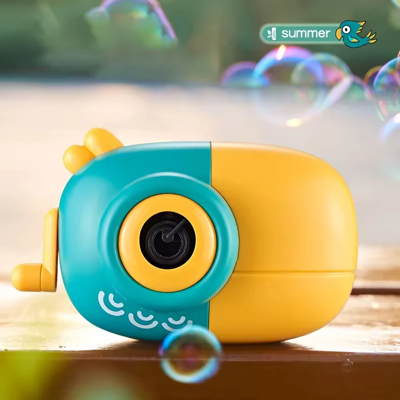 Leak-Proof Design Bubble Camera Toy Summer Outdoor Cartoon Parrot Shape Camera Bubble Toy For Kid Soap Toy With Light Music
