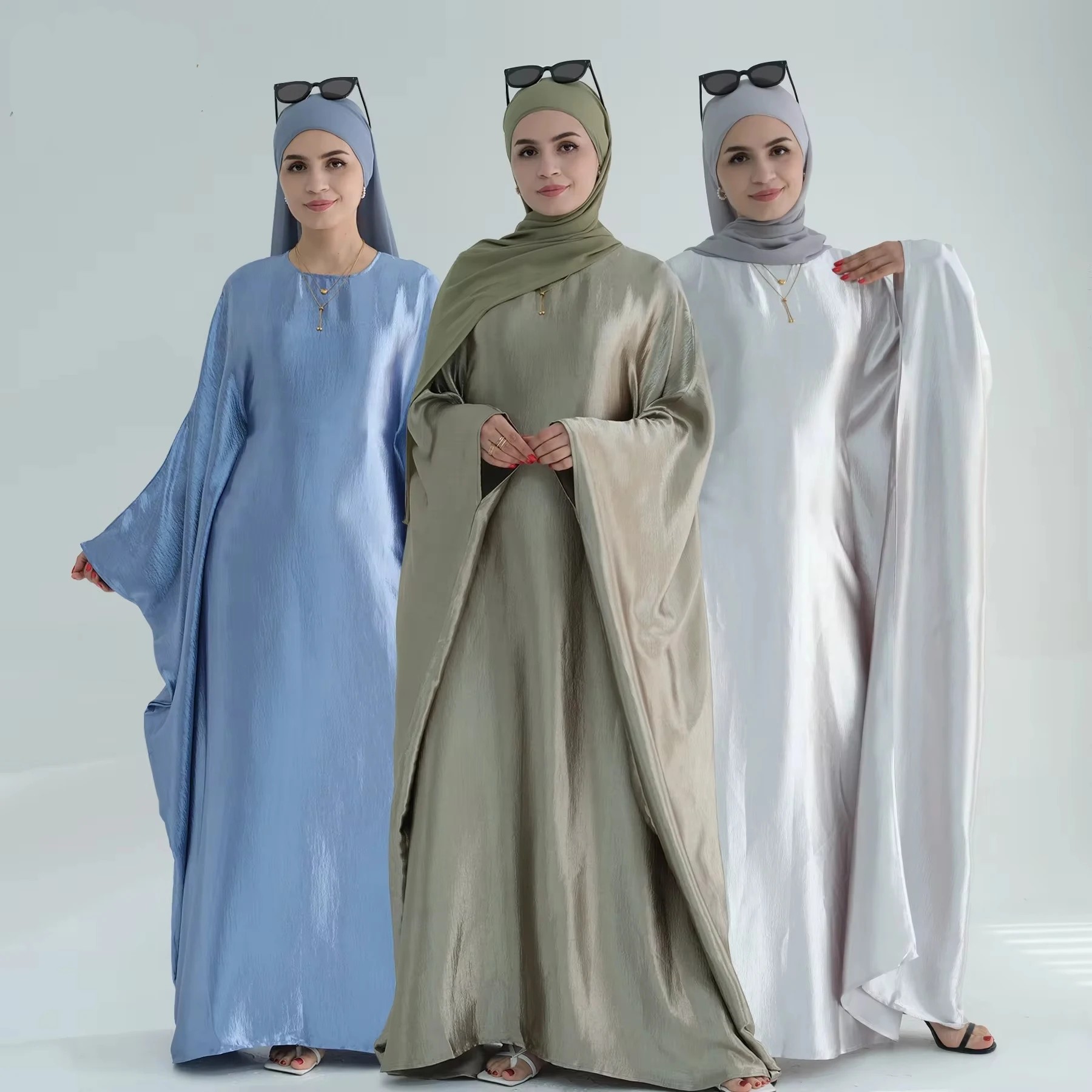 Wholesale  New Abaya Islamic Clothing Oversized Modest Dresses With Belt Inside Abaya Women Muslim Dress Eid Ramadan Collections