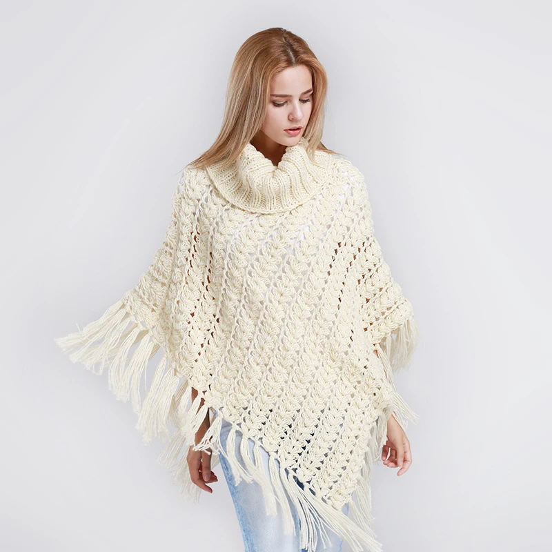 Handmade knitted Poncho Shawl Scarf Spring Autumn Winter Crochet hook sweater Shawls for women