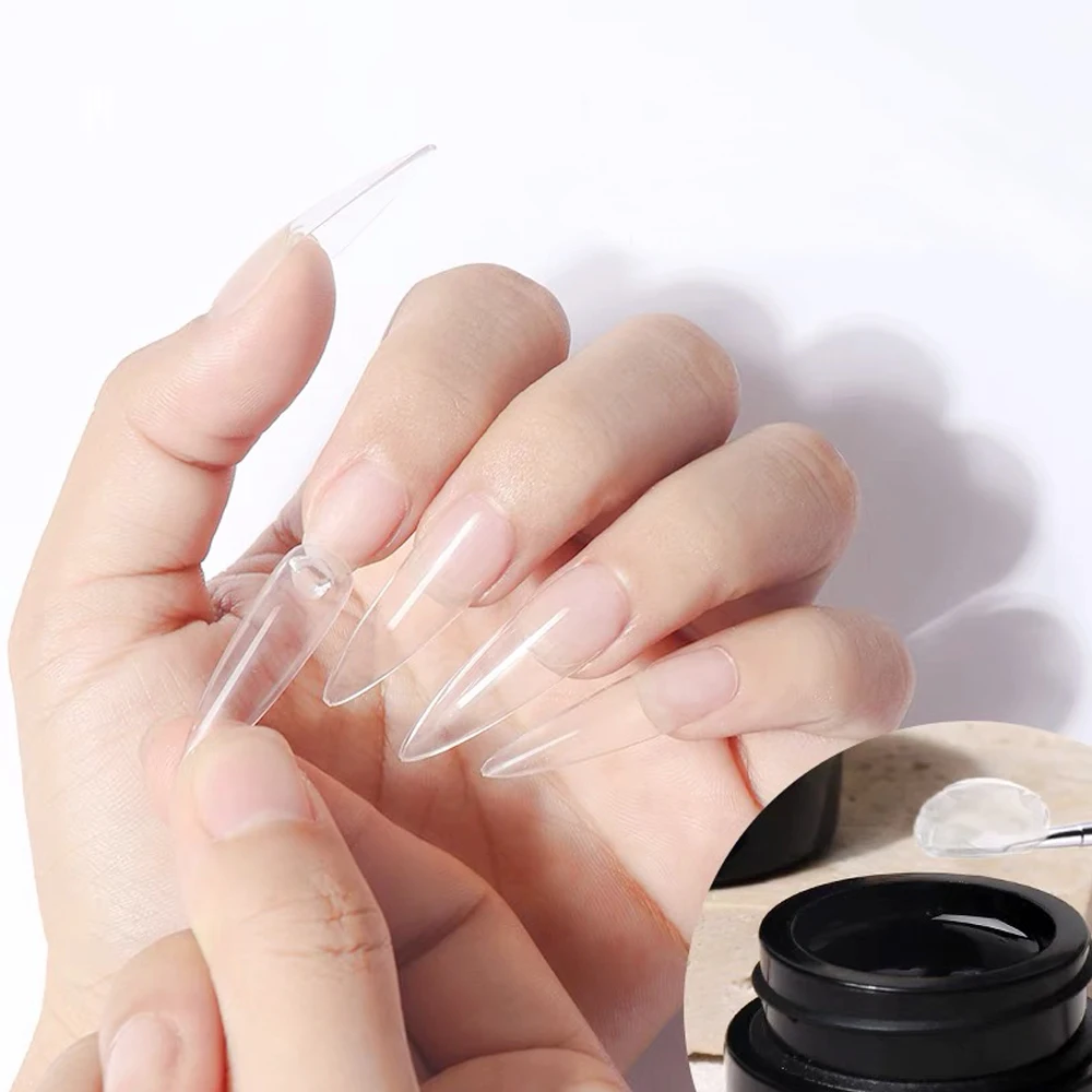 Hanyinails Customize Private Label press on nails paste clear strong adhesion super clear nail tips glue uv gel