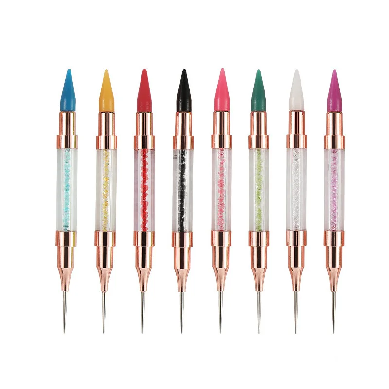 Yantuo New Double-head Nail Art Dotting Pen Wax/Silicone tip Manicure Art Tools Handle Metal Head Nail Point Drill