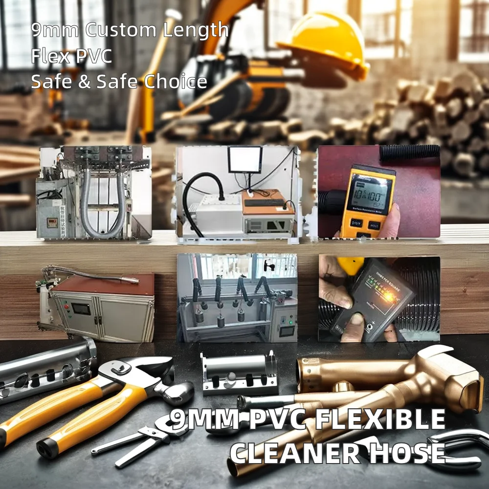 Customized Black PVC Steel Stretch Water Suction Flexible Spiral Street Vacuum Cleaner Hose 9mm Thickness Drainage Pipe Type