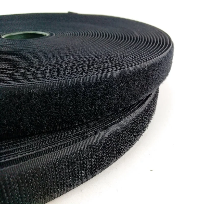 1' Top quality black hook loop tape wholesale nylon fastening tape sew on velcroes tape in stock