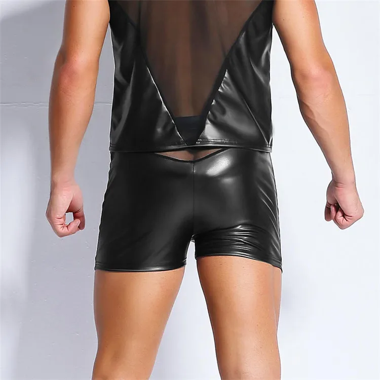 Сексуальный Мужской Топ poetic2000 для геев, Черное Кожаное Сетчатое Прозрачное нижнее белье