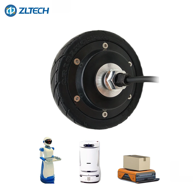 ZLTECH 5.5inch hub motor 24V 150W 400RPM 60kg AGV load Electric Hub Motor Wheel with optical 1024-wire encoder for robot