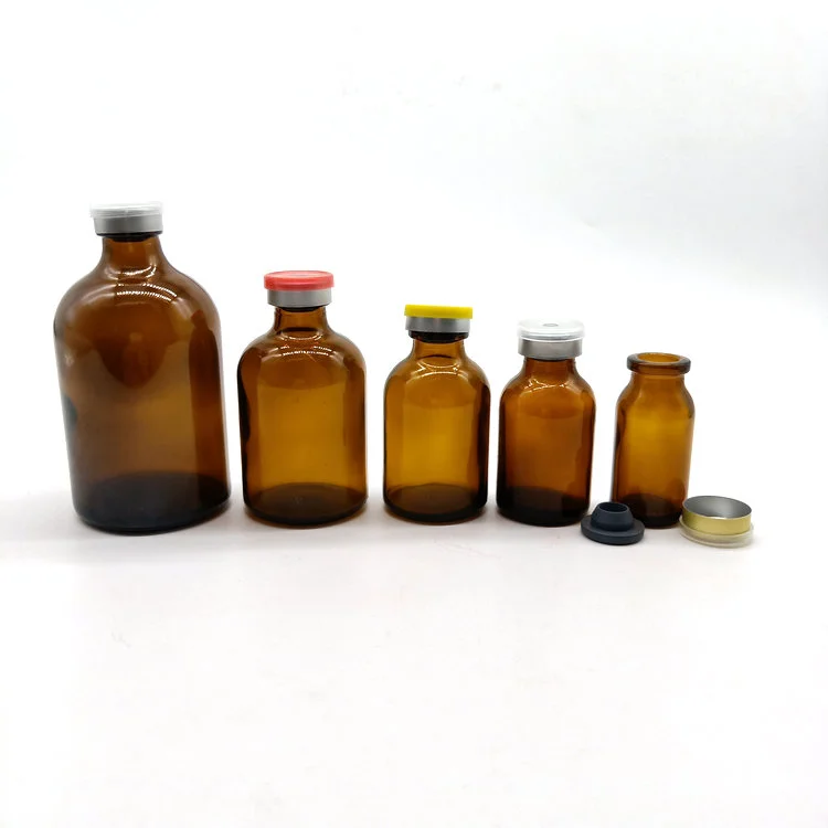 Shandong Factory amber 10ml/20ml/30ml/50ml/100ml  injection  vial for antibiotics glass bottles  pharmaceutical glass bottles