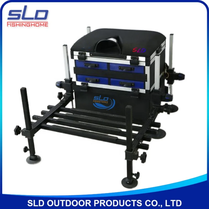 Aluminum  Fishing Seat Boxes  with 5 drawers with adjustable footplate for match & carp fishing
