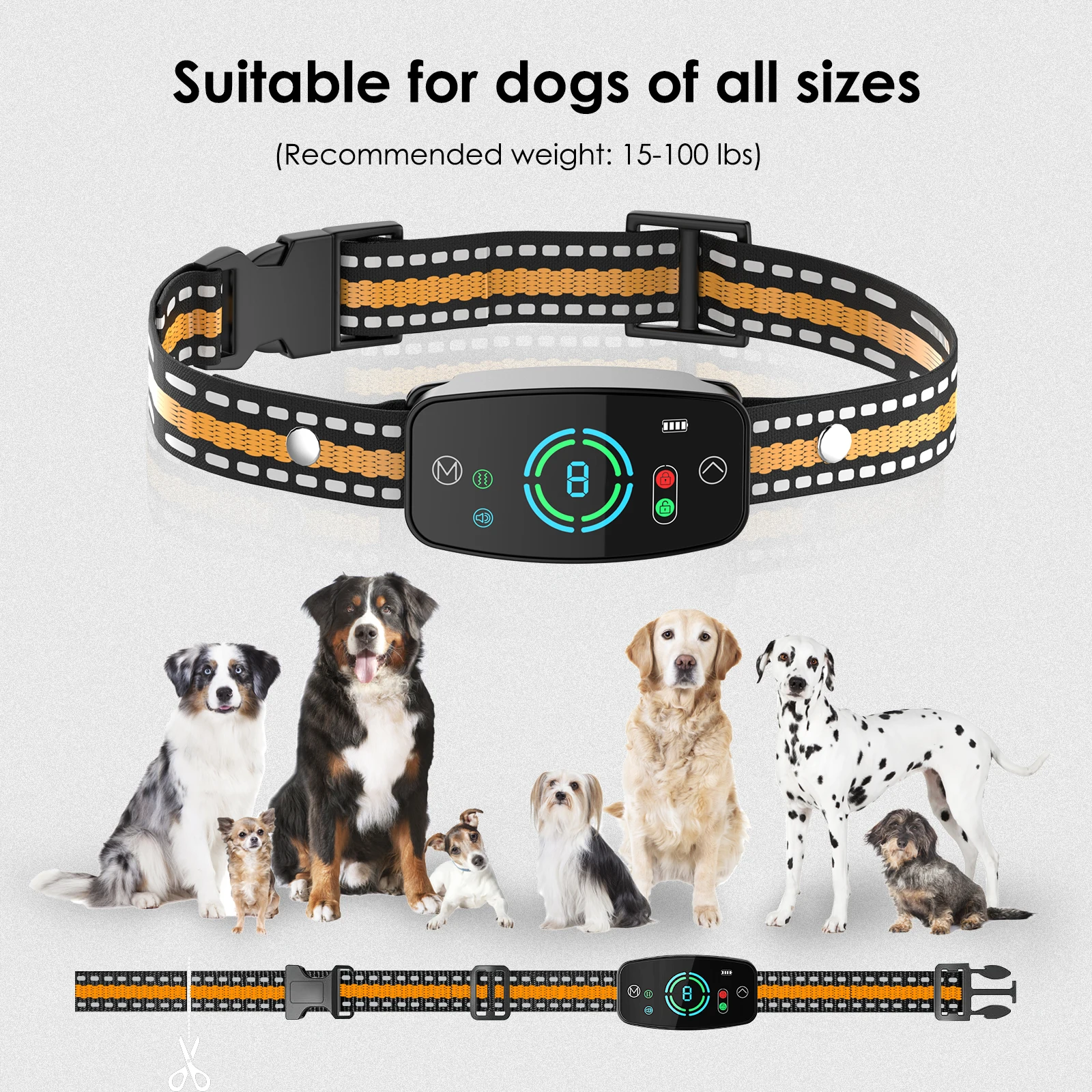 Smart Automatic Control Anti-bark Dog Bark E Collar USB Rechargeable Waterproof No shock Collar