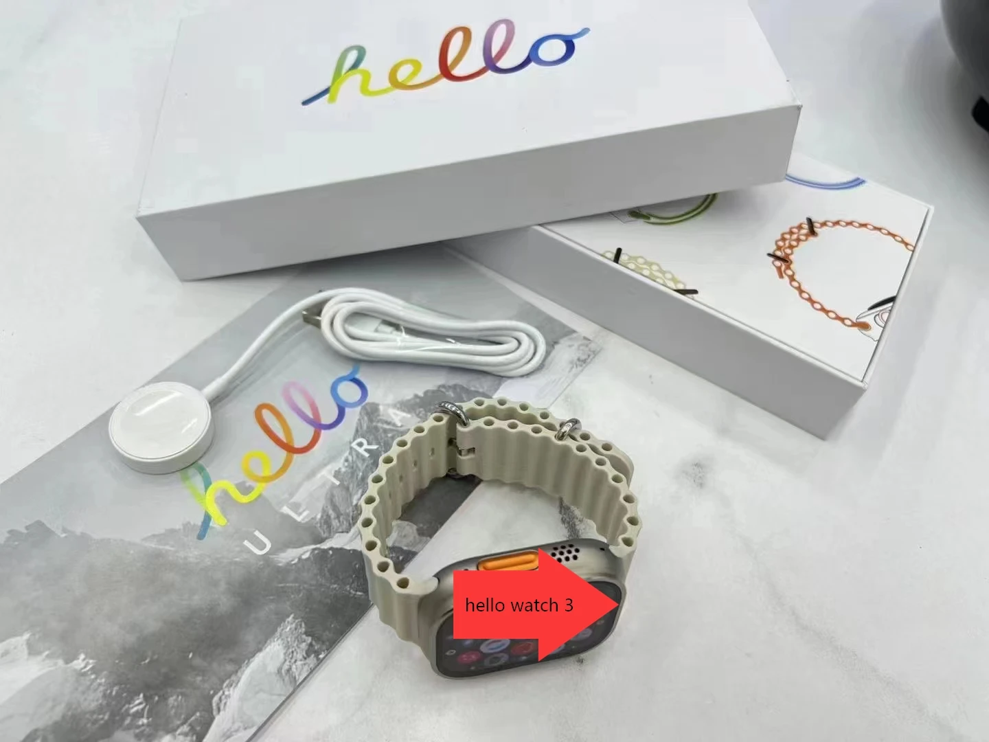 hello watch 3 smart watch 8 ultra sport fitness tracker 4GB storage 49mm always bright screen 450mAh NFC GPS compass smartwatch