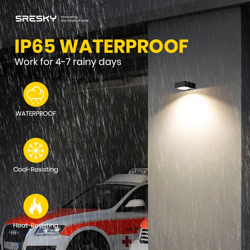 Sresky Outdoor Solar Power Courtyard Gate Lamp 1000LM 4 Lighting Modes Sensor Mini Wall Light