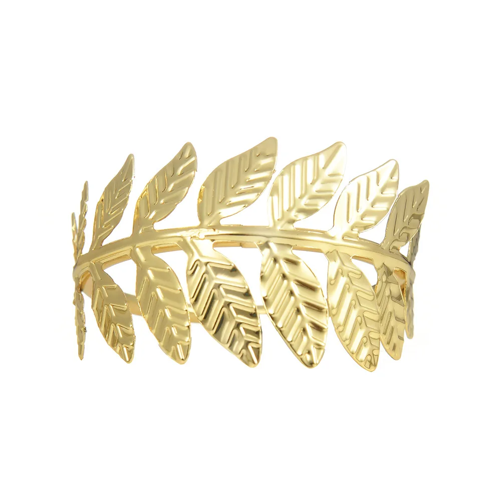 Golden Simple Metal Napkin Ring Creative Hotel Full Circle Simulation Leaves Napkin Buckle Patent Luxury Flower Weddings Special