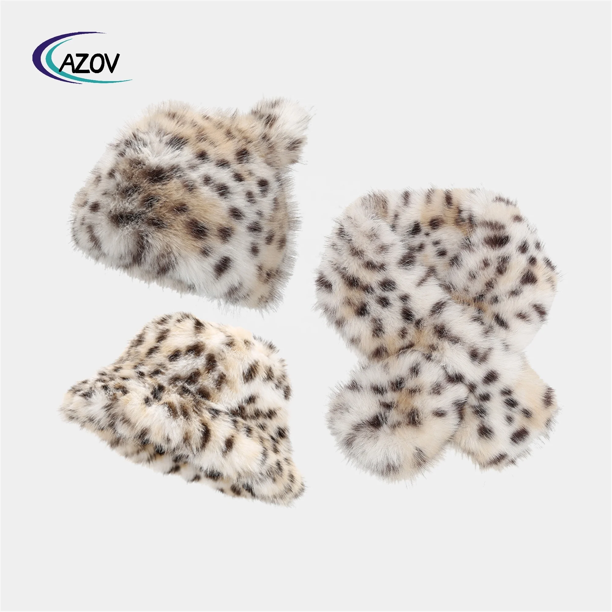 2025 leopard print plush hat face-looking small ladies fashion elegant warm hat scarf suit