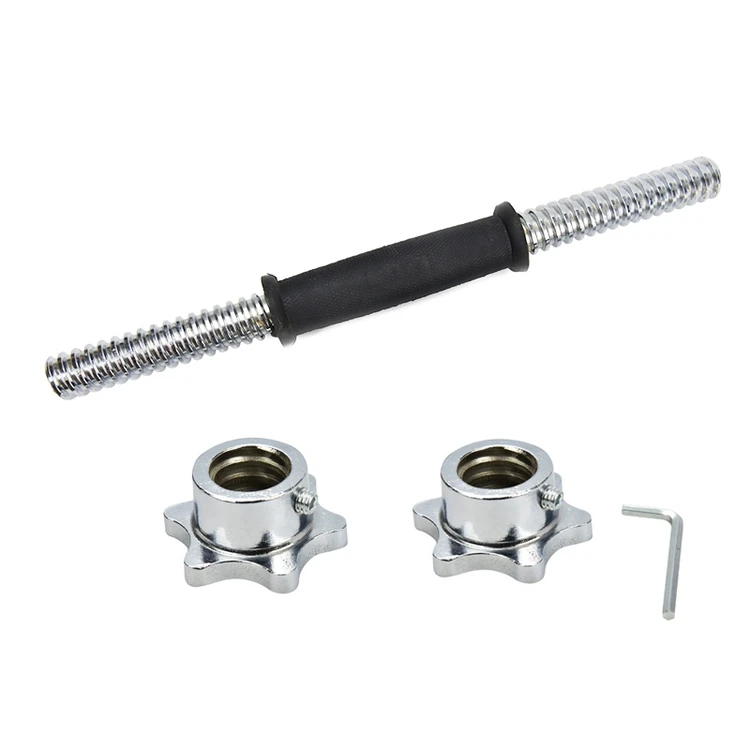 Factory Wholesale Chromed Dumbbell Bar 14 inch Dumbbell Handle Screw Thread Dumbbell Bar with spring collars