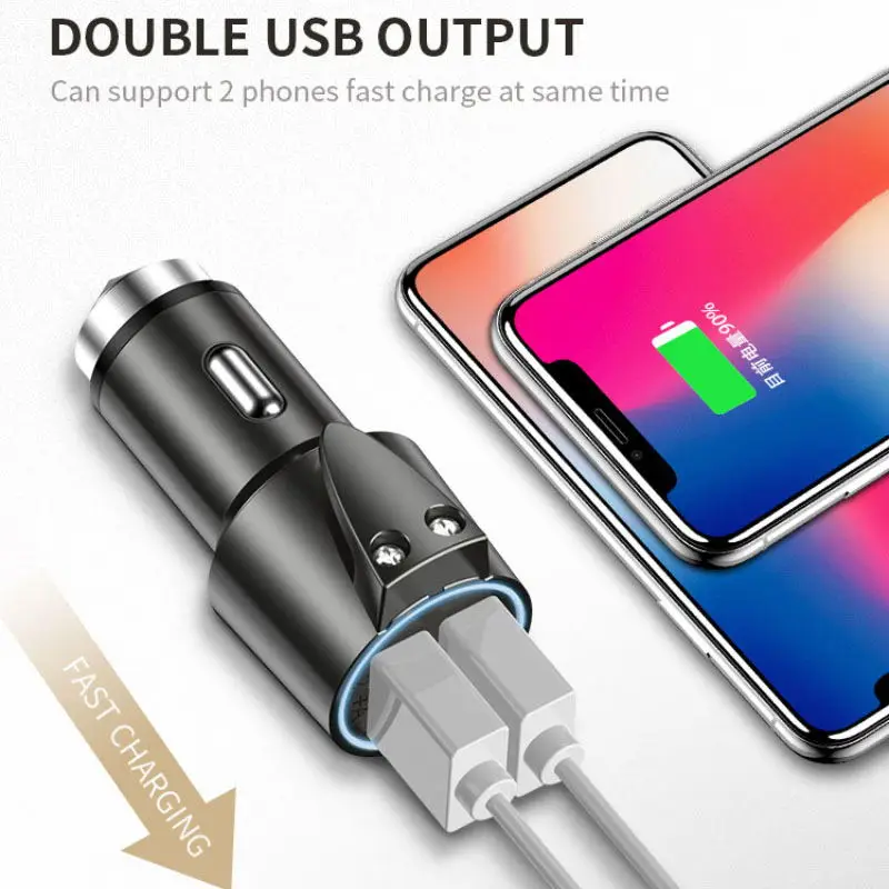 
Luxury Promotion 30W Quick Charger QC 3.0 Dual USB Car Charging Aluminium Alloy Car Charger with hammer and knife 